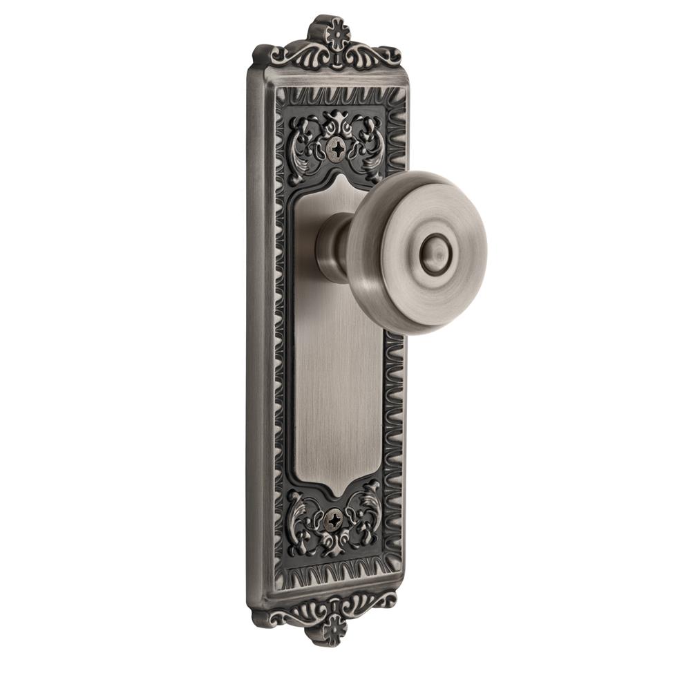 Grandeur by Nostalgic Warehouse WINBOU Grandeur Windsor Plate Passage with Bouton Knob in Antique Pewter