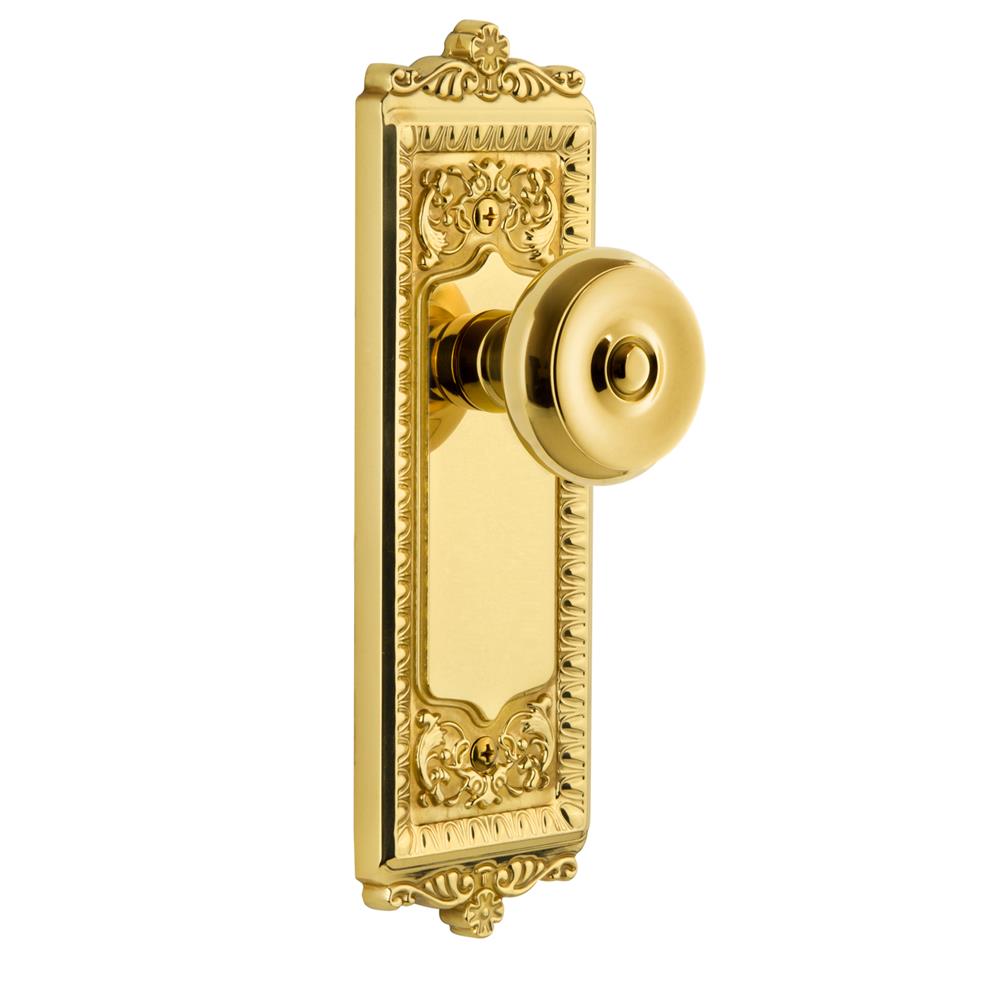 Grandeur by Nostalgic Warehouse WINBOU Grandeur Windsor Plate Passage with Bouton Knob in Lifetime Brass