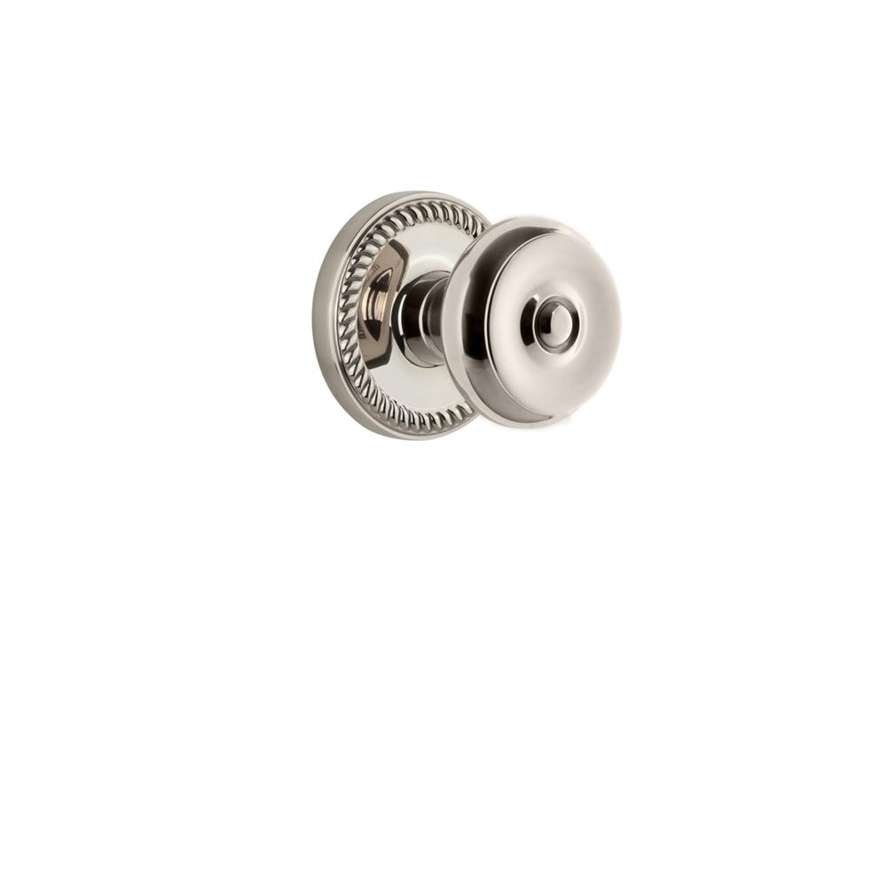 Grandeur by Nostalgic Warehouse NEWBOU Grandeur Newport Plate Passage with Bouton Knob in Polished Nickel