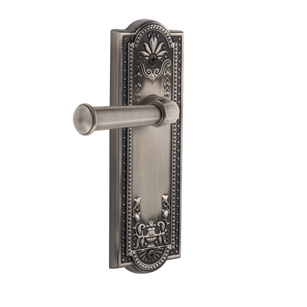Grandeur by Nostalgic Warehouse PARGEO Grandeur Parthenon Plate Passage with Georgetown Lever in Antique Pewter