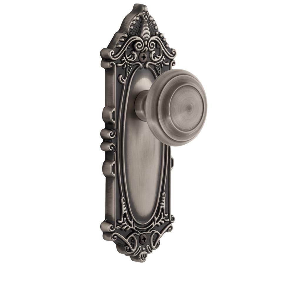 Grandeur by Nostalgic Warehouse GVCCIR Grandeur Grande Victorian Plate Double Dummy with Circulaire Knob in Antique Pewter