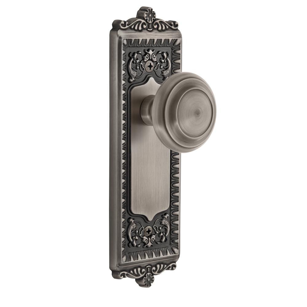 Grandeur by Nostalgic Warehouse WINCIR Grandeur Windsor Plate Double Dummy with Circulaire Knob in Antique Pewter