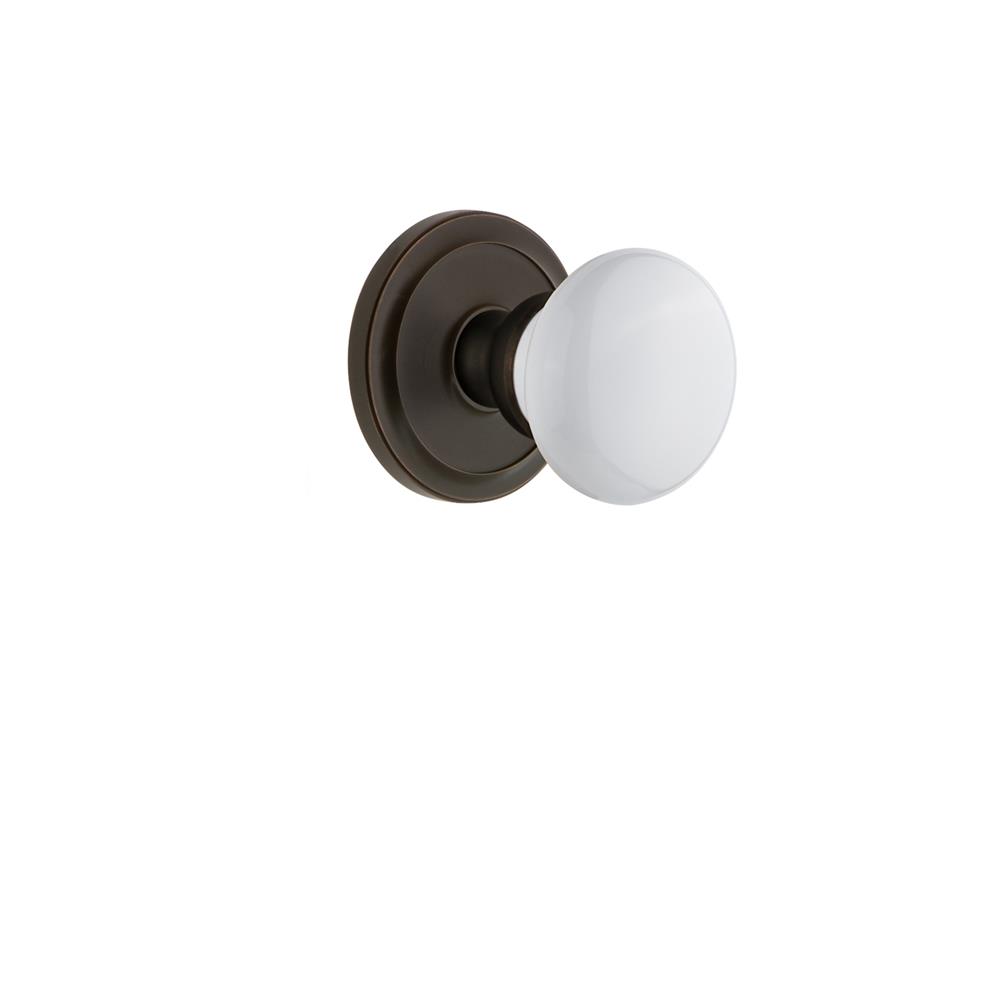 Grandeur by Nostalgic Warehouse CIRHYD Grandeur Circulaire Rosette Passage with Hyde Park Knob in Timeless Bronze