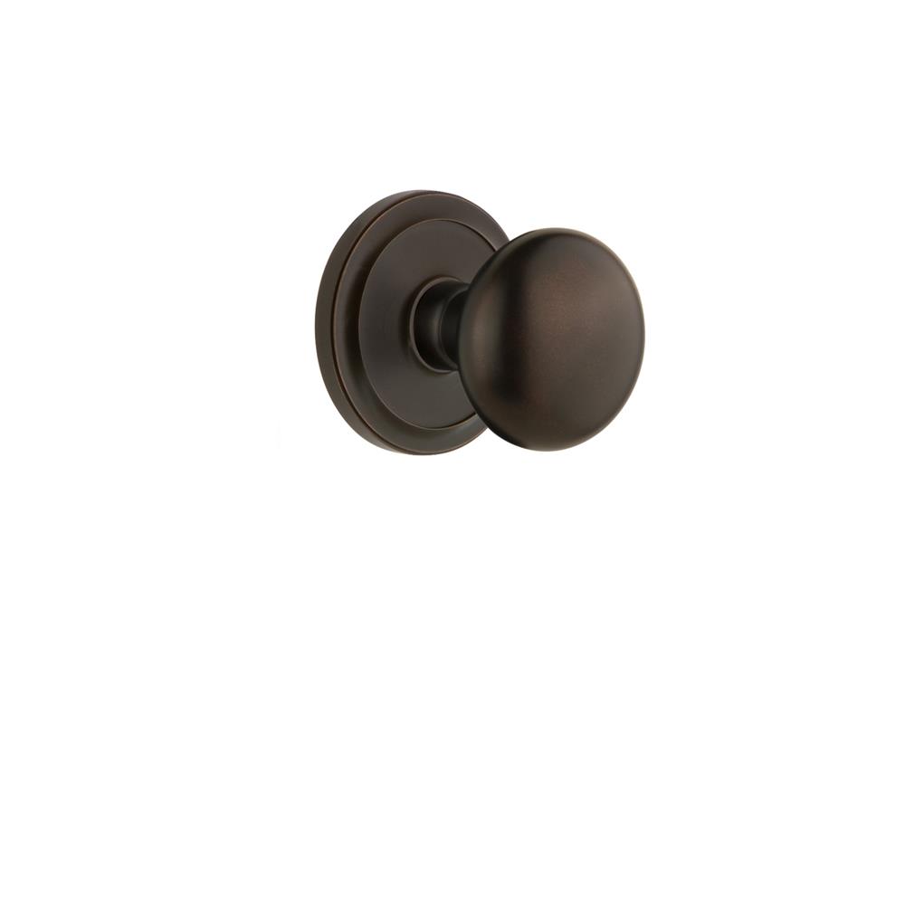 Grandeur by Nostalgic Warehouse CIRFAV Grandeur Circulaire Rosette Passage with Fifth Avenue Knob in Timeless Bronze
