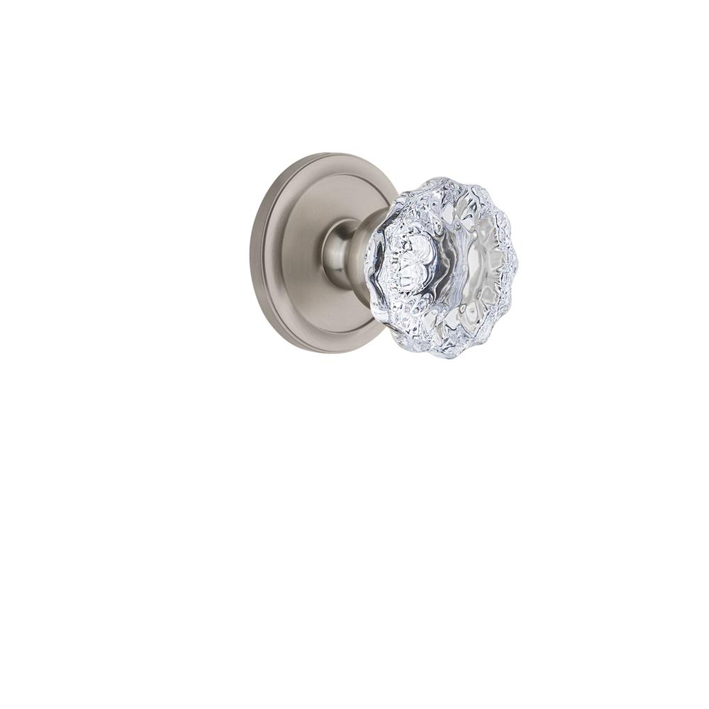 Grandeur by Nostalgic Warehouse CIRFON Grandeur Circulaire Rosette Passage with Fontainebleau Crystal Knob in Satin Nickel