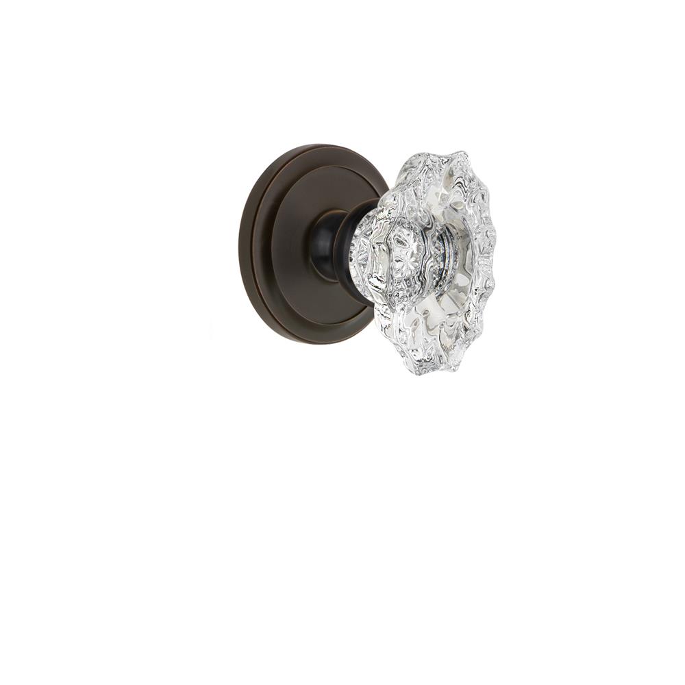 Grandeur by Nostalgic Warehouse CIRBIA Grandeur Circulaire Rosette Double Dummy with Biarritz Crystal Knob in Timeless Bronze