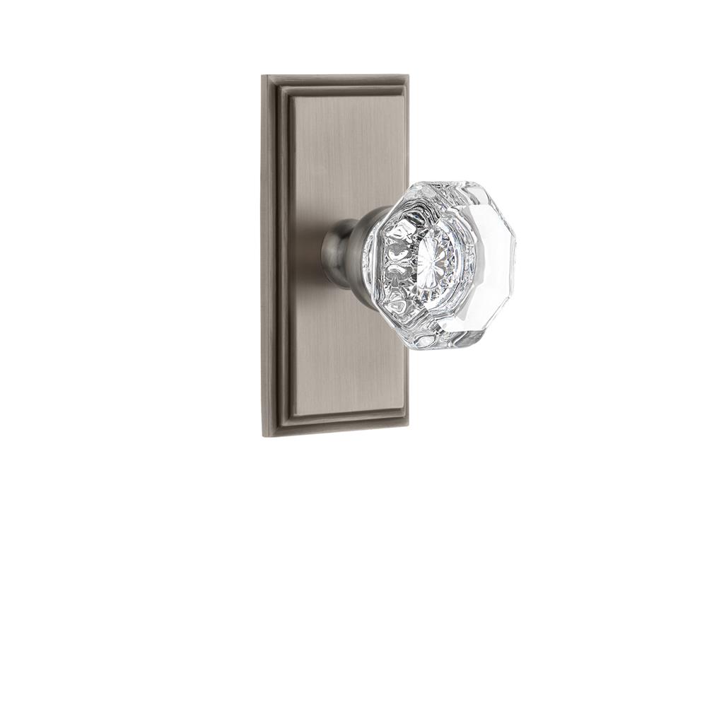 Grandeur by Nostalgic Warehouse CARCHM Grandeur Carre Plate Passage with Chambord Crystal Knob in Antique Pewter