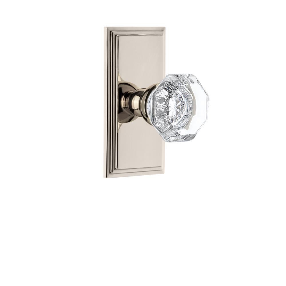 Grandeur by Nostalgic Warehouse CARCHM Grandeur Carre Plate Passage with Chambord Crystal Knob in Polished Nickel