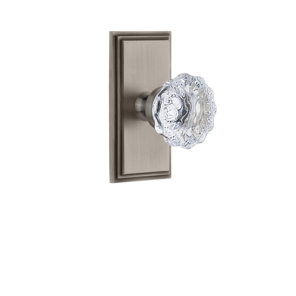 Grandeur by Nostalgic Warehouse CARFON Grandeur Carre Plate Passage with Fontainebleau Crystal Knob in Antique Pewter