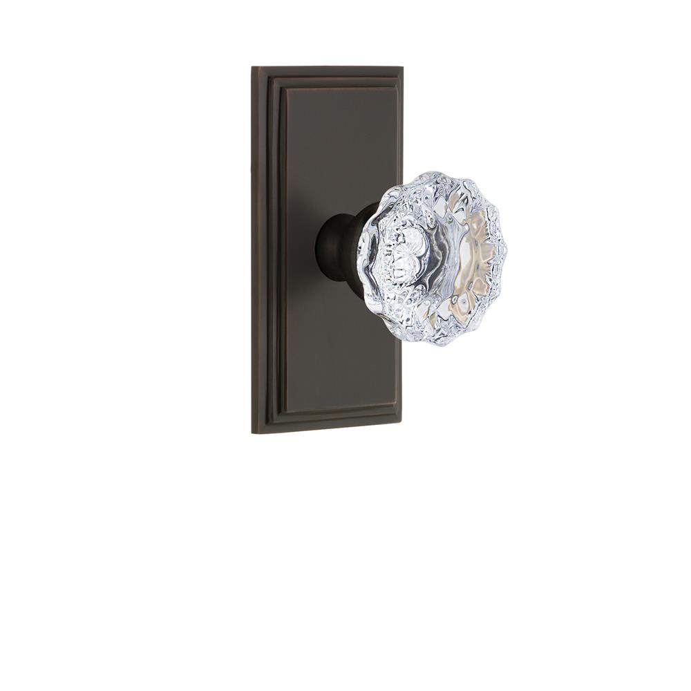 Grandeur by Nostalgic Warehouse CARFON Grandeur Carre Plate Passage with Fontainebleau Crystal Knob in Timeless Bronze