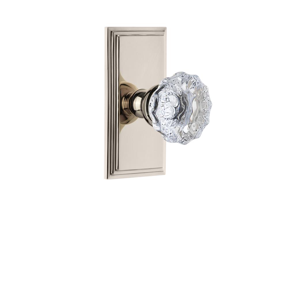 Grandeur by Nostalgic Warehouse CARFON Grandeur Carre Plate Passage with Fontainebleau Crystal Knob in Polished Nickel