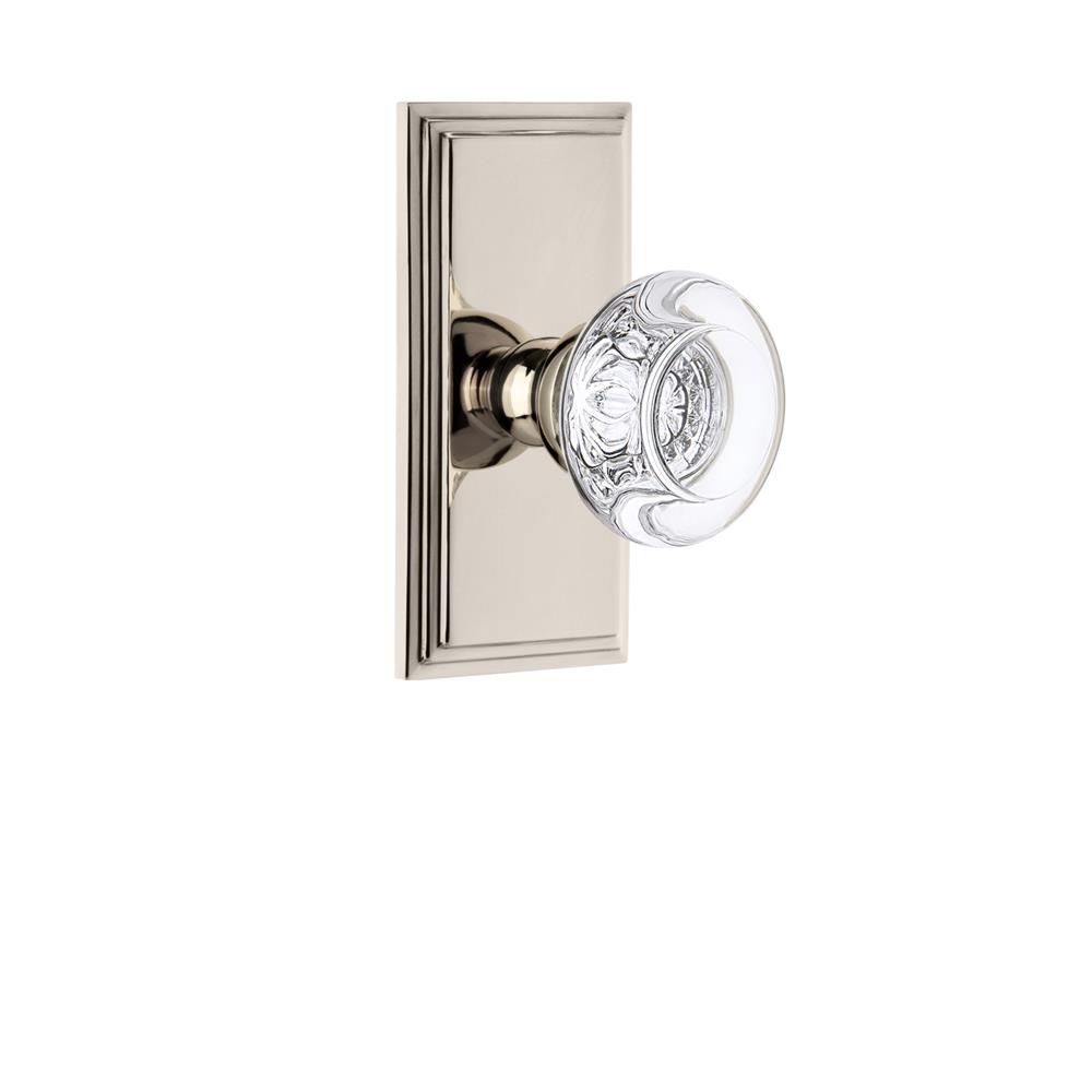 Grandeur by Nostalgic Warehouse CARBOR Grandeur Carre Plate Passage with Bordeaux Crystal Knob in Polished Nickel