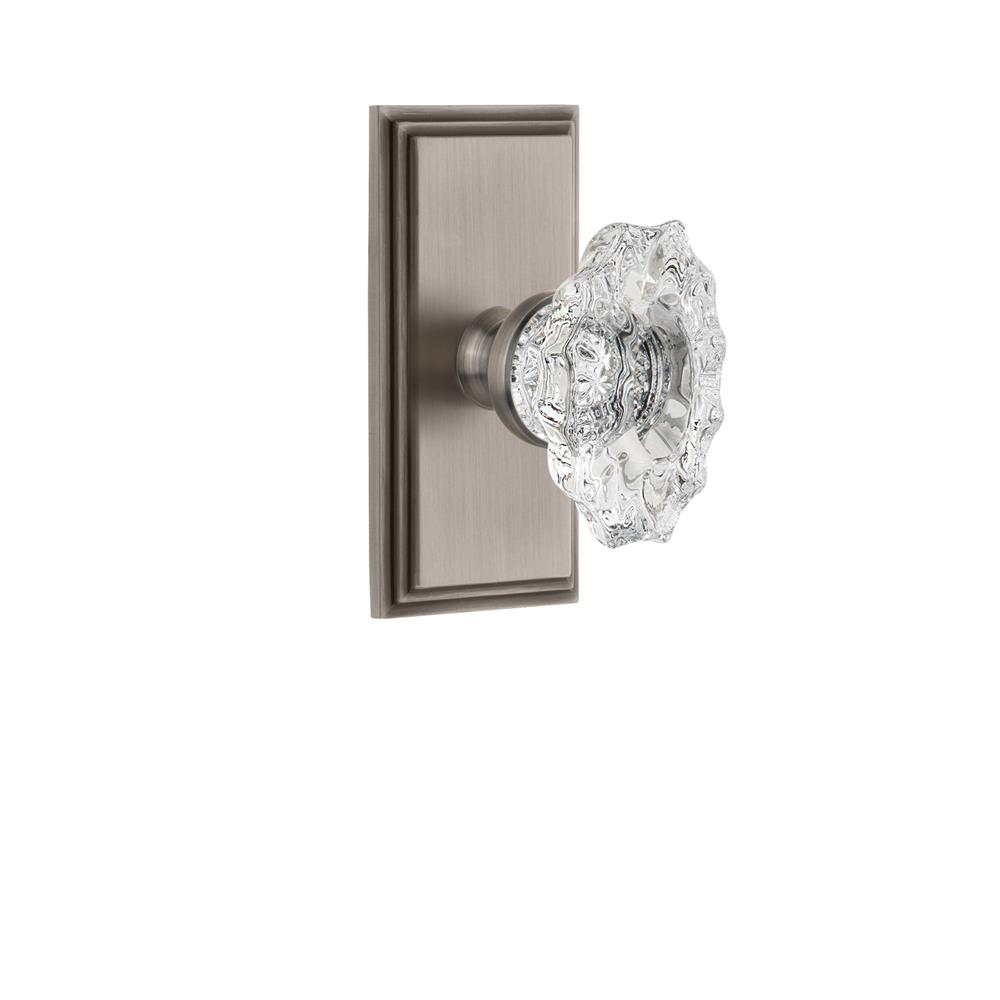 Grandeur by Nostalgic Warehouse CARBIA Grandeur Carre Plate Passage with Biarritz Crystal Knob in Antique Pewter