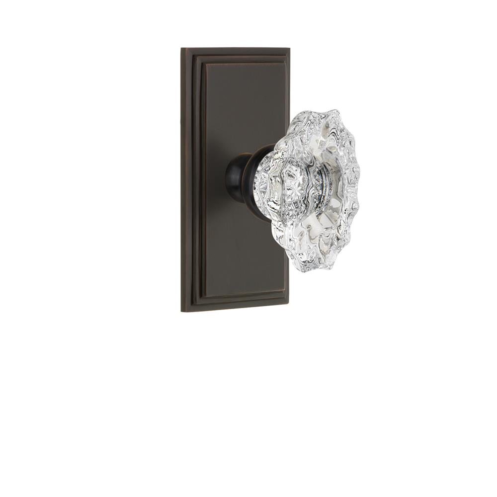 Grandeur by Nostalgic Warehouse CARBIA Grandeur Carre Plate Passage with Biarritz Crystal Knob in Timeless Bronze