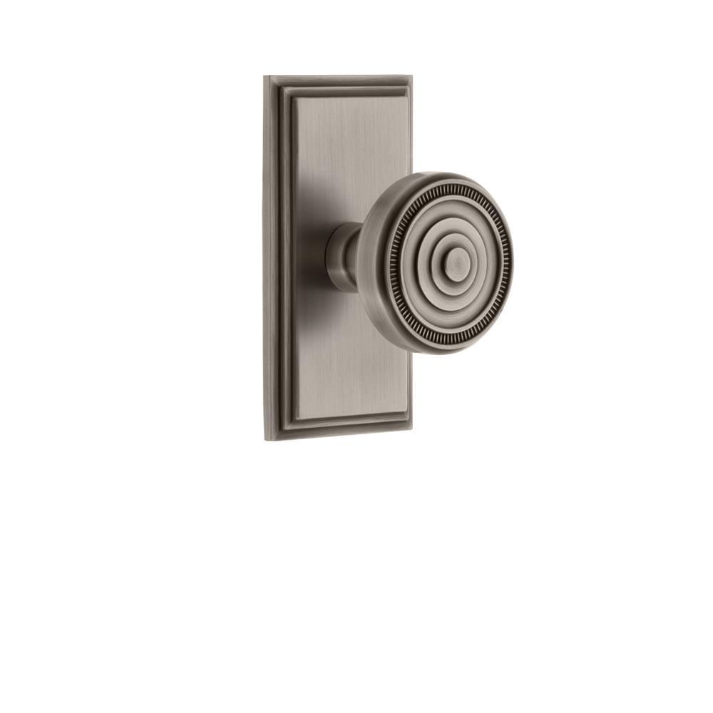Grandeur by Nostalgic Warehouse CARSOL Grandeur Carre Plate Passage with Soleil Knob in Antique Pewter