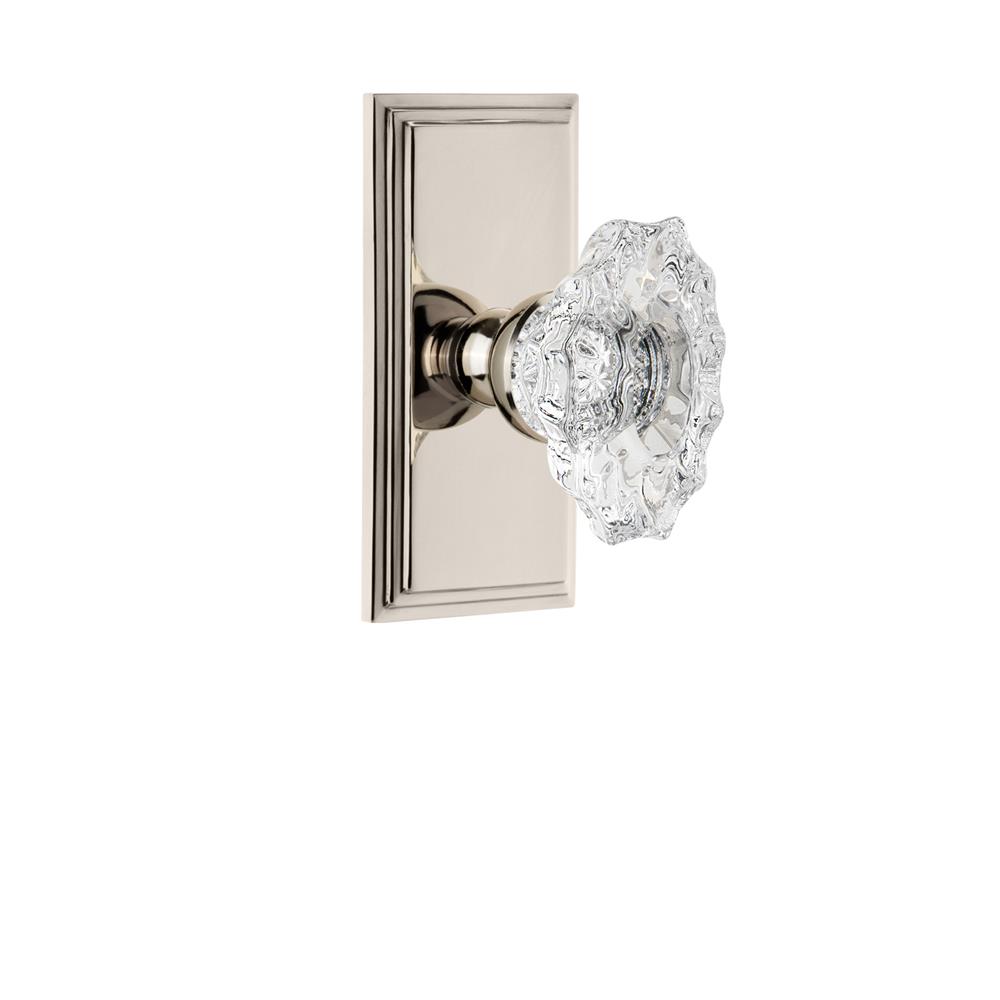 Grandeur by Nostalgic Warehouse CARBIA Grandeur Carre Plate Dummy with Biarritz Crystal Knob in Polished Nickel