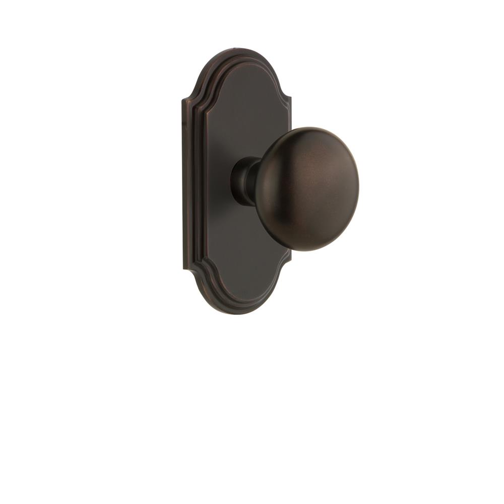 Grandeur by Nostalgic Warehouse ARCFAV Grandeur Arc Plate Passage with Fifth Avenue Knob in Timeless Bronze