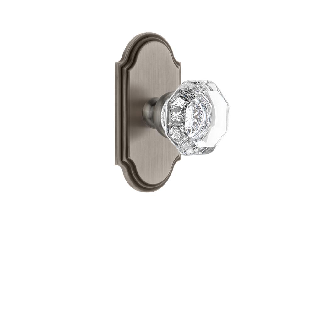 Grandeur by Nostalgic Warehouse ARCCHM Grandeur Arc Plate Passage with Chambord Crystal Knob in Antique Pewter