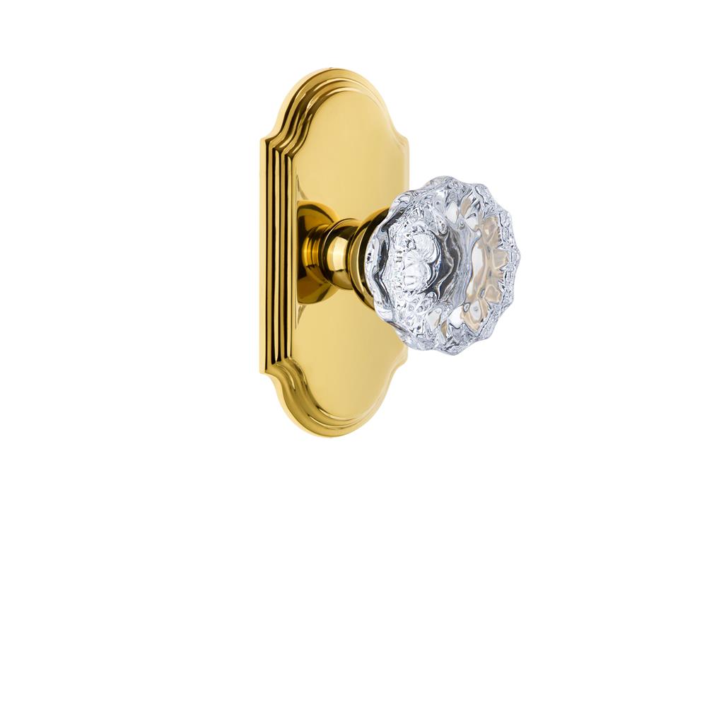 Grandeur by Nostalgic Warehouse ARCFON Grandeur Arc Plate Dummy with Fontainebleau Crystal Knob in Polished Brass