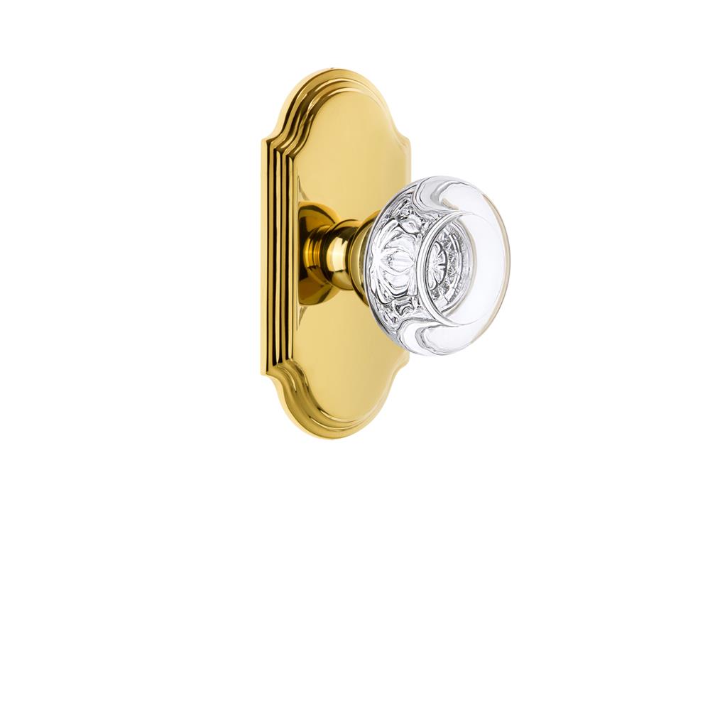 Grandeur by Nostalgic Warehouse ARCBOR Grandeur Arc Plate Dummy with Bordeaux Crystal Knob in Polished Brass