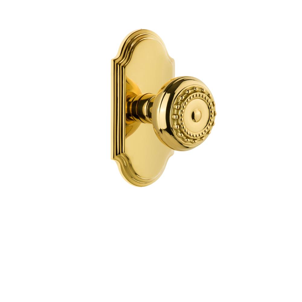 Grandeur by Nostalgic Warehouse ARCPAR Grandeur Arc Plate Double Dummy with Parthenon Knob in Polished Brass