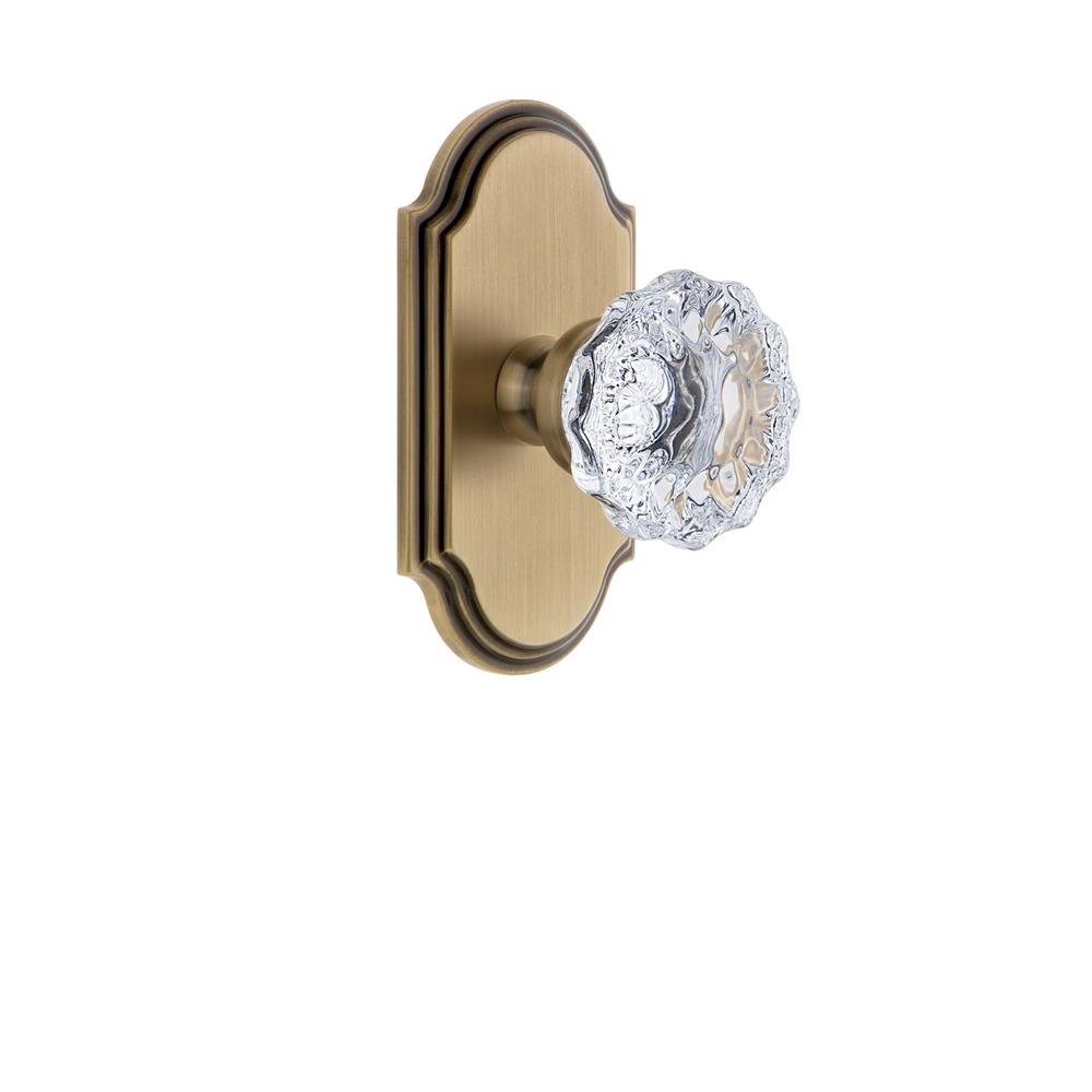 Grandeur by Nostalgic Warehouse ARCFON Grandeur Arc Plate Double Dummy with Fontainebleau Crystal Knob in Vintage Brass