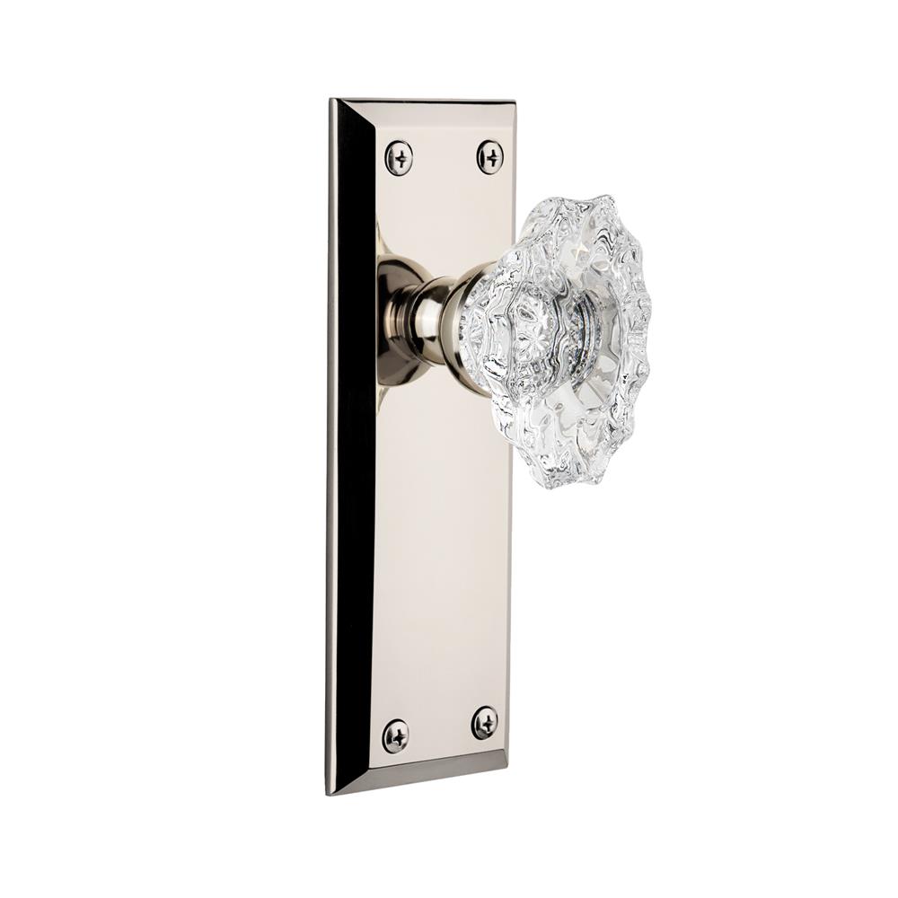Grandeur by Nostalgic Warehouse FAVBIA Grandeur Fifth Avenue Plate Passage with Biarritz Knob in Polished Nickel