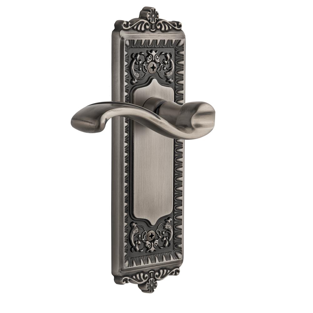 Grandeur by Nostalgic Warehouse WINPRT Grandeur Windsor Plate Passage with Portofino Lever in Antique Pewter