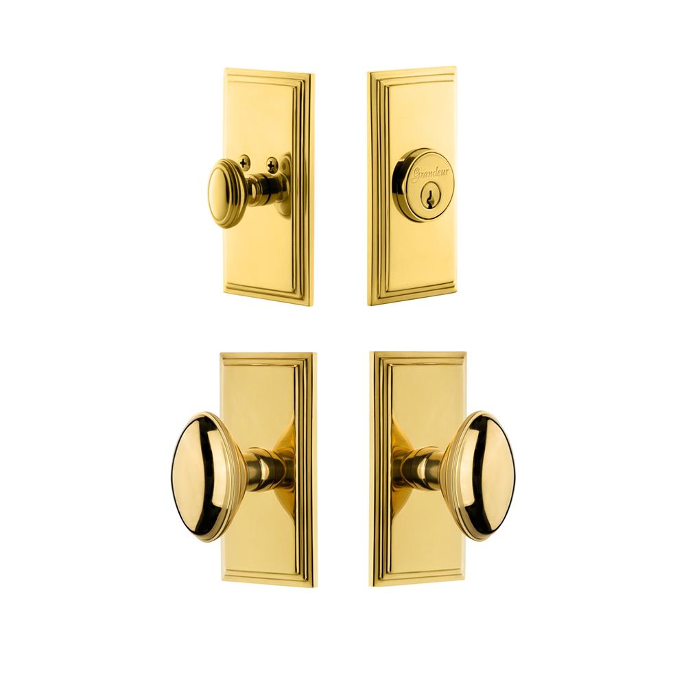 Grandeur by Nostalgic Warehouse CAREDN Carre Plate with Eden Prairie Knob and matching Deadbolt in Lifetime Brass