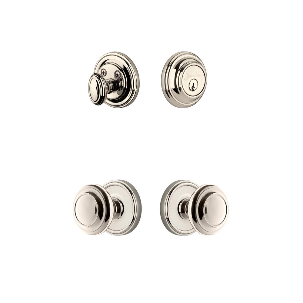 Grandeur by Nostalgic Warehouse GEOCIR Georgetown Rosette with Circulaire Knob and matching Deadbolt in Polished Nickel