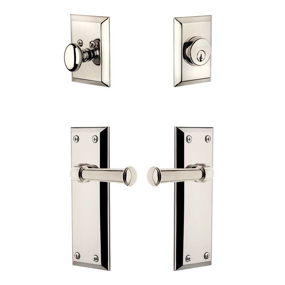 Grandeur by Nostalgic Warehouse FAVGEO Fifth Avenue Plate with Georgetown Lever and matching Deadbolt in Polished Nickel