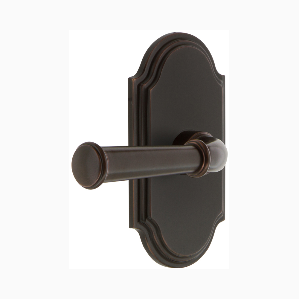 Grandeur by Nostalgic Warehouse ARCGEO Arc Plate Privacy Georgetown Lever in Timeless Bronze