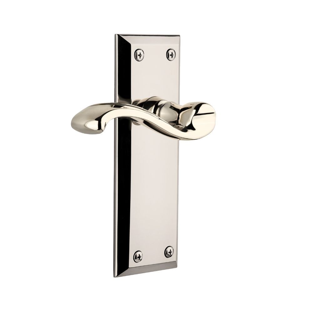 Grandeur by Nostalgic Warehouse FAVPRT Fifth Avenue Tall Plate Double Dummy with Portofino Lever in Polished Nickel
