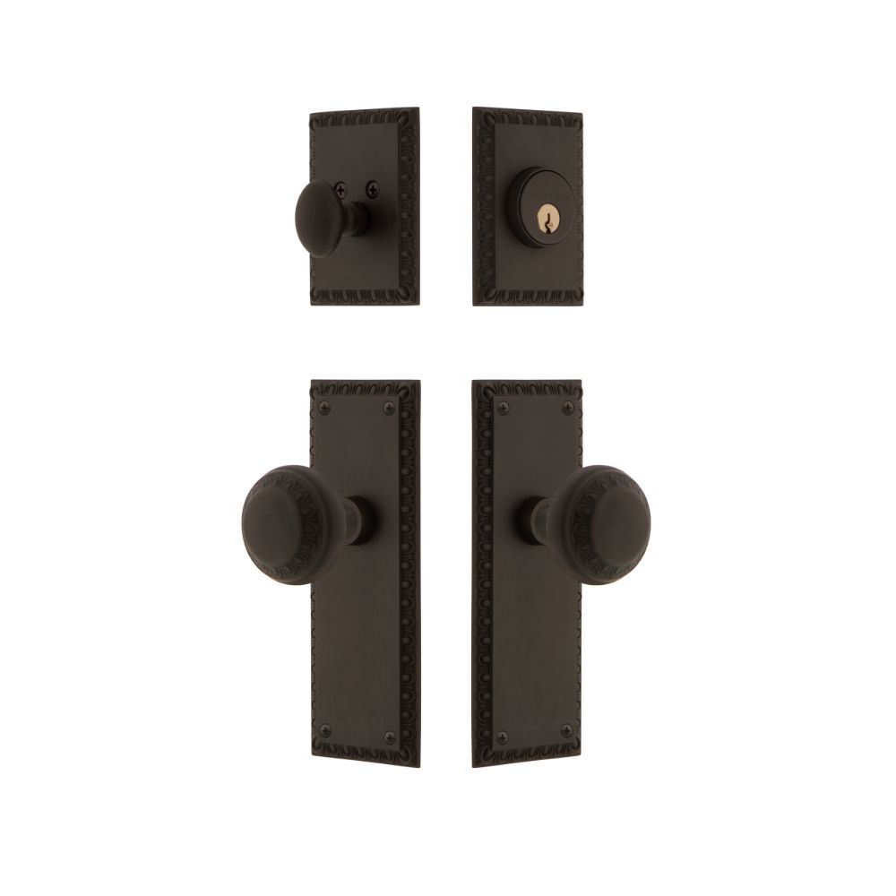 Nostalgic Warehouse AEDEXTAED Nostalgic Warehouse Neoclassical Plate Entry Set with Neoclassical Knob in Oil-Rubbed Bronze