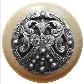 Notting Hill NHW-701N-AP Regal Crest Wood Knob in Antique Pewter/Natural wood finish