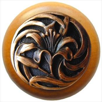 Notting Hill NHW-703M-AC Tiger Lily Wood Knob in Antique Copper/Maple wood finish