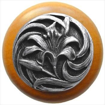 Notting Hill NHW-703M-AP Tiger Lily Wood Knob in Antique Pewter/Maple wood finish