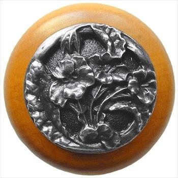 Notting Hill NHW-704M-AP Hibiscus Wood Knob in Antique Pewter/Maple wood finish