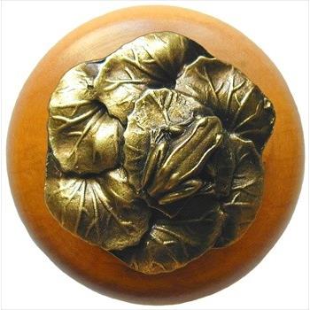 Notting Hill NHW-709M-AB Leap Frog Wood Knob in Antique Brass /Maple wood finish