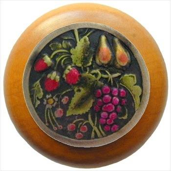 Notting Hill NHW-713M-BHT Tuscan Bounty Wood Knob in Hand-tinted Antique Brass/Maple wood finish