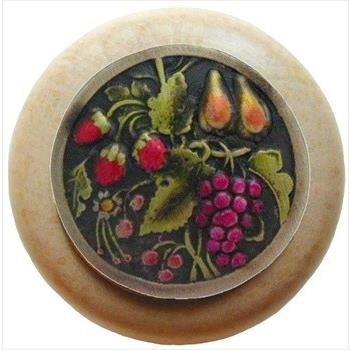 Notting Hill NHW-713N-BHT Tuscan Bounty Wood Knob in Hand-tinted Antique Brass/Natural wood finish