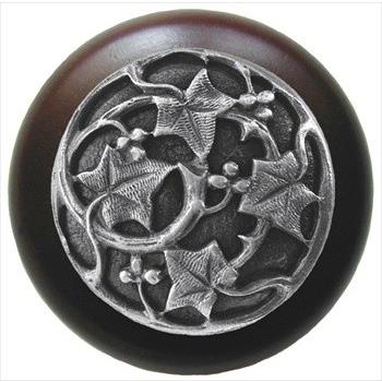 Notting Hill NHW-715W-AP Ivy with Berries Wood Knob in Antique Pewter/Dark Walnut wood finish