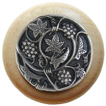 Notting Hill NHW-729N-AP  Grapevines Wood Knob in Antique Pewter/Natural wood finish