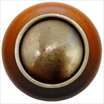 Notting Hill NHW-761C-AB Plain Dome Wood Knob in Antique Brass/Cherry wood finish