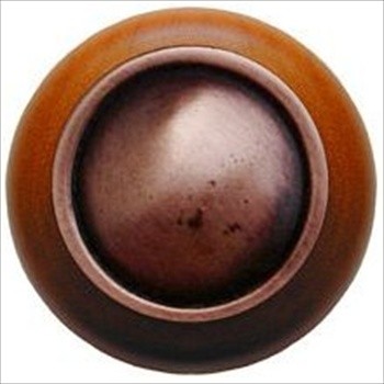 Notting Hill NHW-761C-AC Plain Dome Wood Knob in Antique Copper/Cherry wood finish