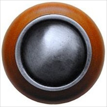 Notting Hill NHW-761C-AP Plain Dome Wood Knob in Antique Pewter/Cherry wood finish