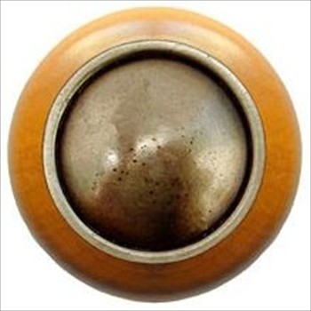 Notting Hill NHW-761M-AB Plain Dome Wood Knob in Antique Brass/Maple wood finish