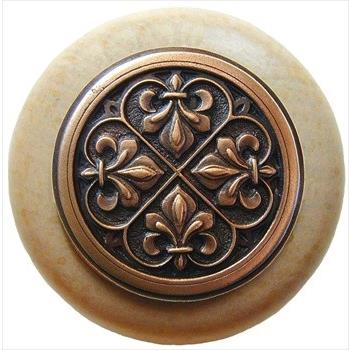 Notting Hill NHW-761M-AC Plain Dome Wood Knob in Antique Copper/Maple wood finish