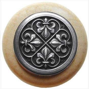 Notting Hill NHW-761M-AP Plain Dome Wood Knob in Antique Pewter/Maple wood finish