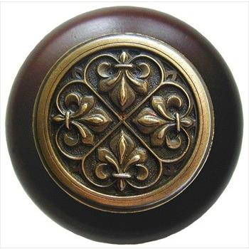 Notting Hill NHW-761N-AB Plain Dome Wood Knob in Antique Brass/Natural wood finish